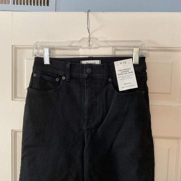 Madewell The Perfect Vintage Wide-Leg Jean Black Rinse Watch Stretch Size 26 NWT - Picture 6 of 12